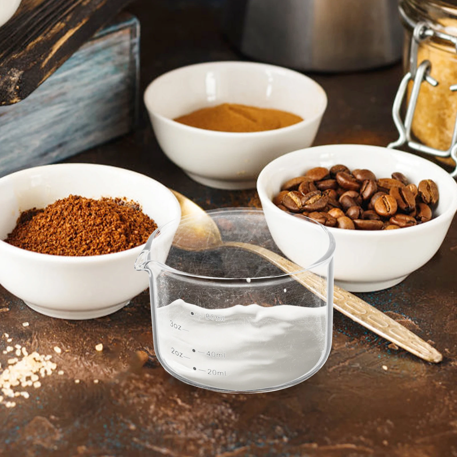 

Glass Measuring Cup Milk Pitcher Frothing Creamer Small Dispenser Mini Jug Clear Espresso Shot Coffee Dosing Kitchen Tool