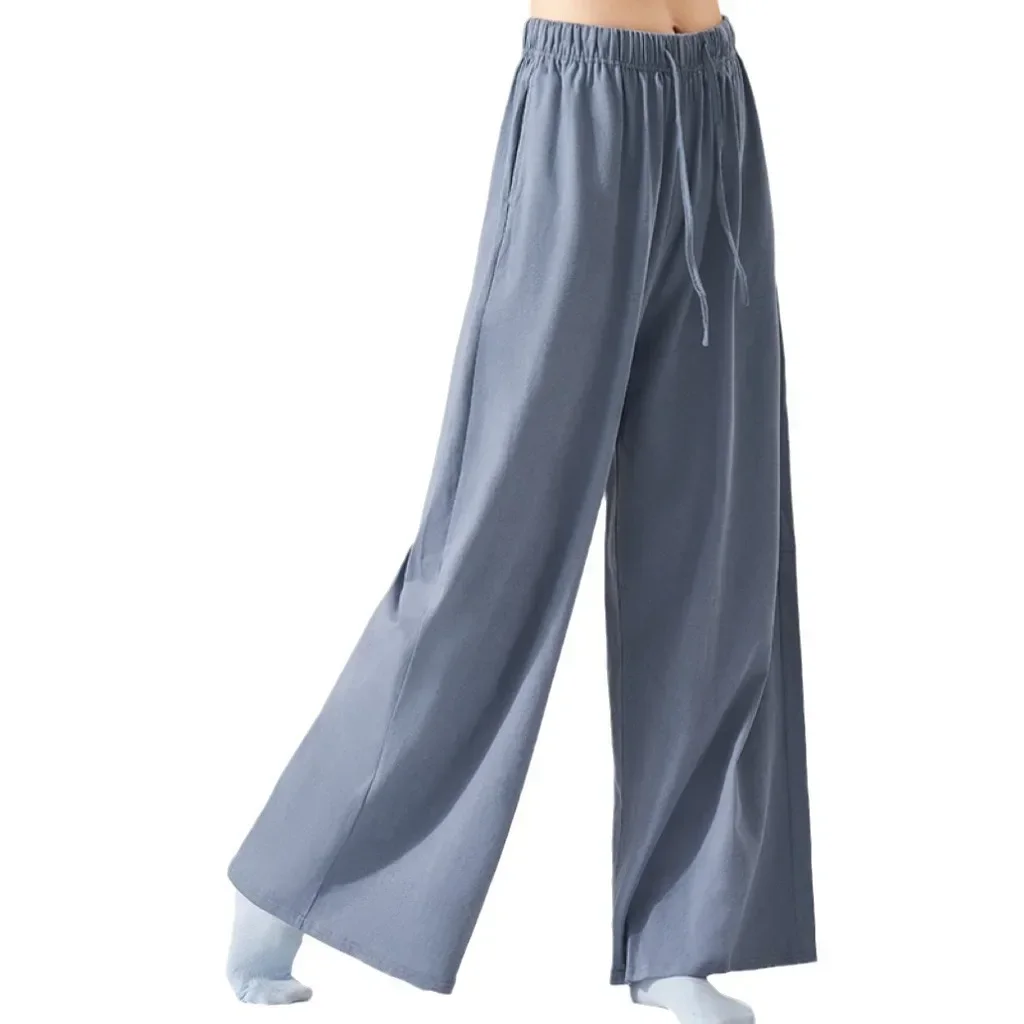 Übungshose, neue locker drapierte, gerade, hohe Taille, klassischer, moderner Tanz, Lehrer, lange Wolke, weites Bein