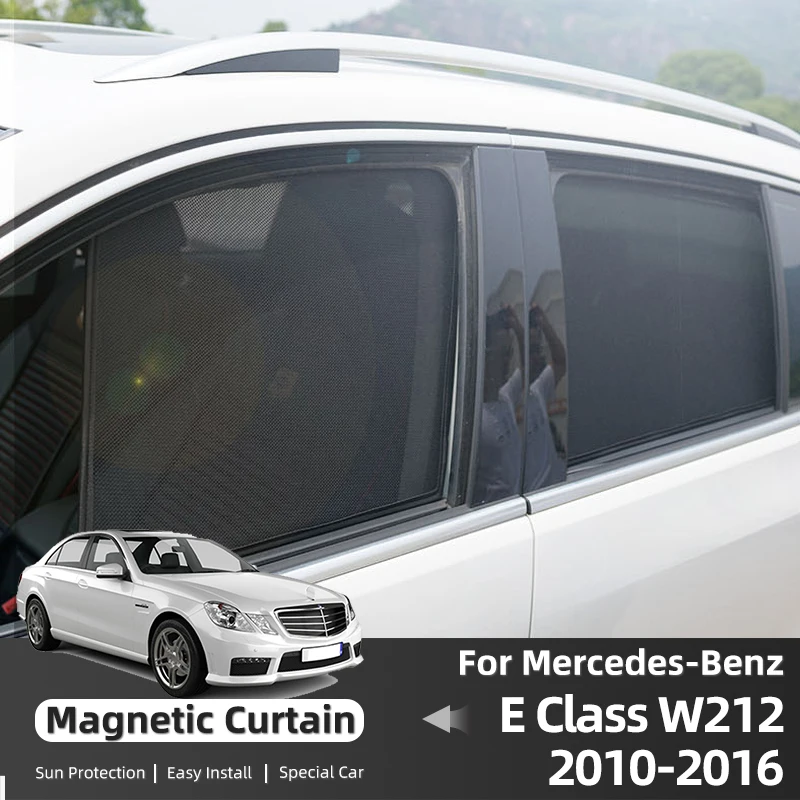 For Mercedes Benz E Class W212 2010-2016 Magnetic Car Window Sunshade Auto Blind Sun Visor Mesh Shade Curtain Covers Protector