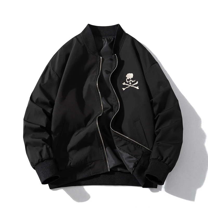 High Street Men's Jacket Skull Embroidery Baseball Clothing Casual Men Women Retro Hip-hop Jacket 2024 New #298