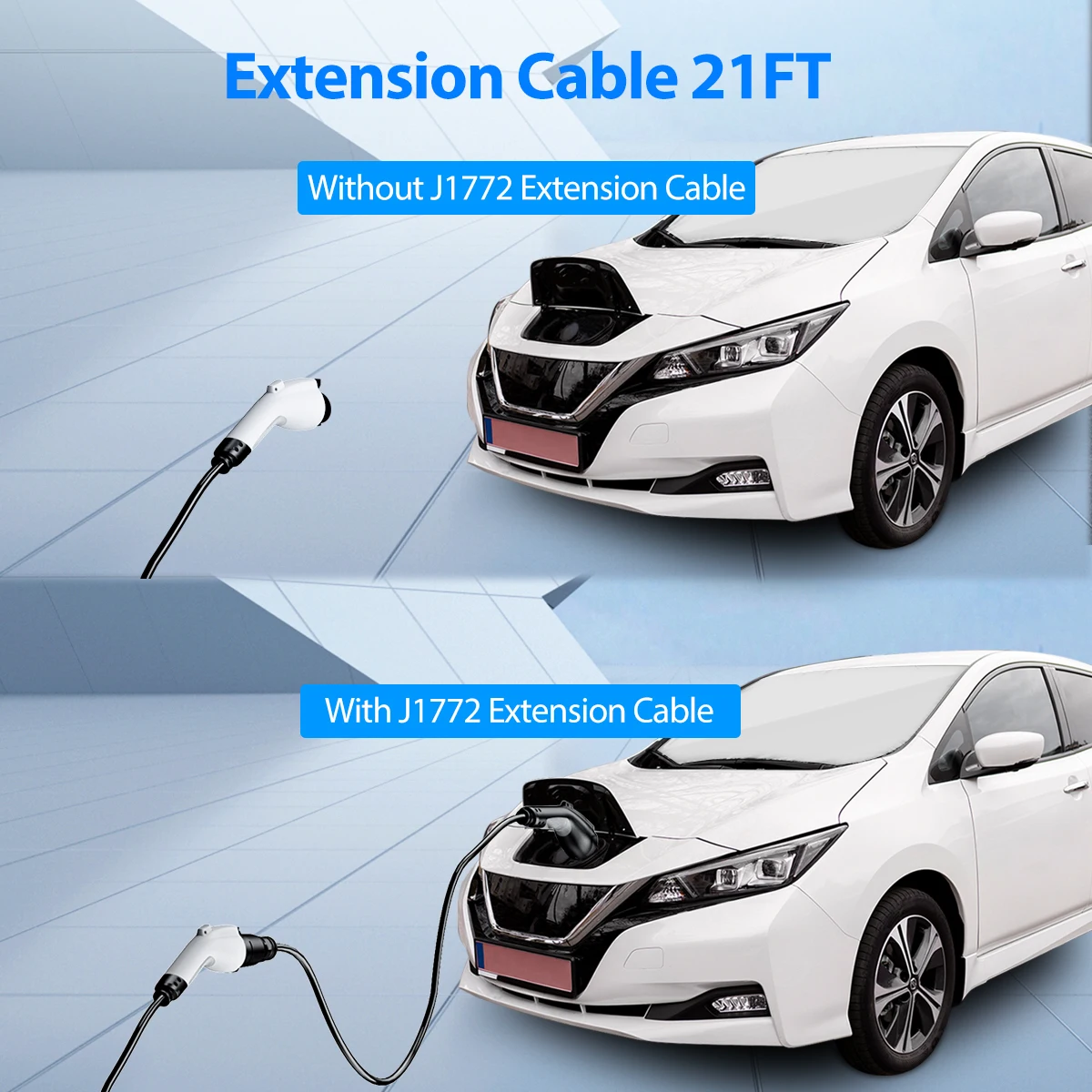 EVDANCE EV Charger Extend Cable 40A 21ft 9.6Kw J1772 Extension Cable Compatible All SAE J1772 Electric Car Chargers Extend Cable