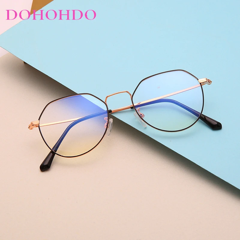 2023 Dohohdo Unisex Anti-Blauw Licht Klassieke Glazen Frame Merk Designer Fashion Ronde Optische Metalen Frames Computer Bril