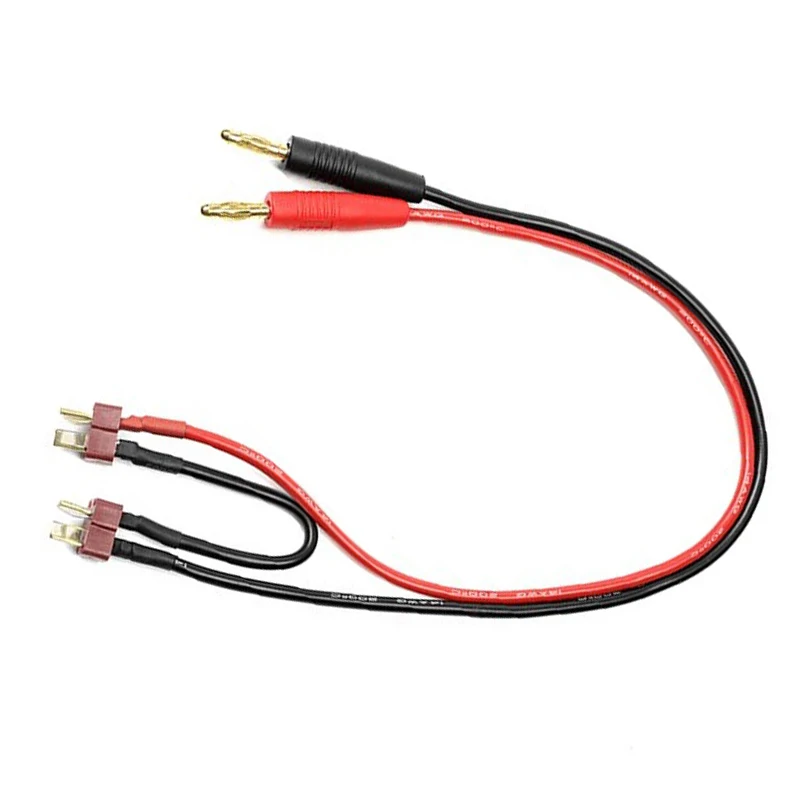 Cable de carga RC de 1/2 piezas, conector macho de 2 Deans, adaptador de serie a enchufe chapado en oro de 4,0mm, Cable de 14AWG, 30cm