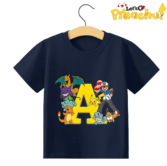 

2026 Hot Sales Pikachu Digit 1-10 T-shirt Boys PPokemons Cute Birthday Tees Children Summer Short Sleeve Tops Kids Clothes Gift