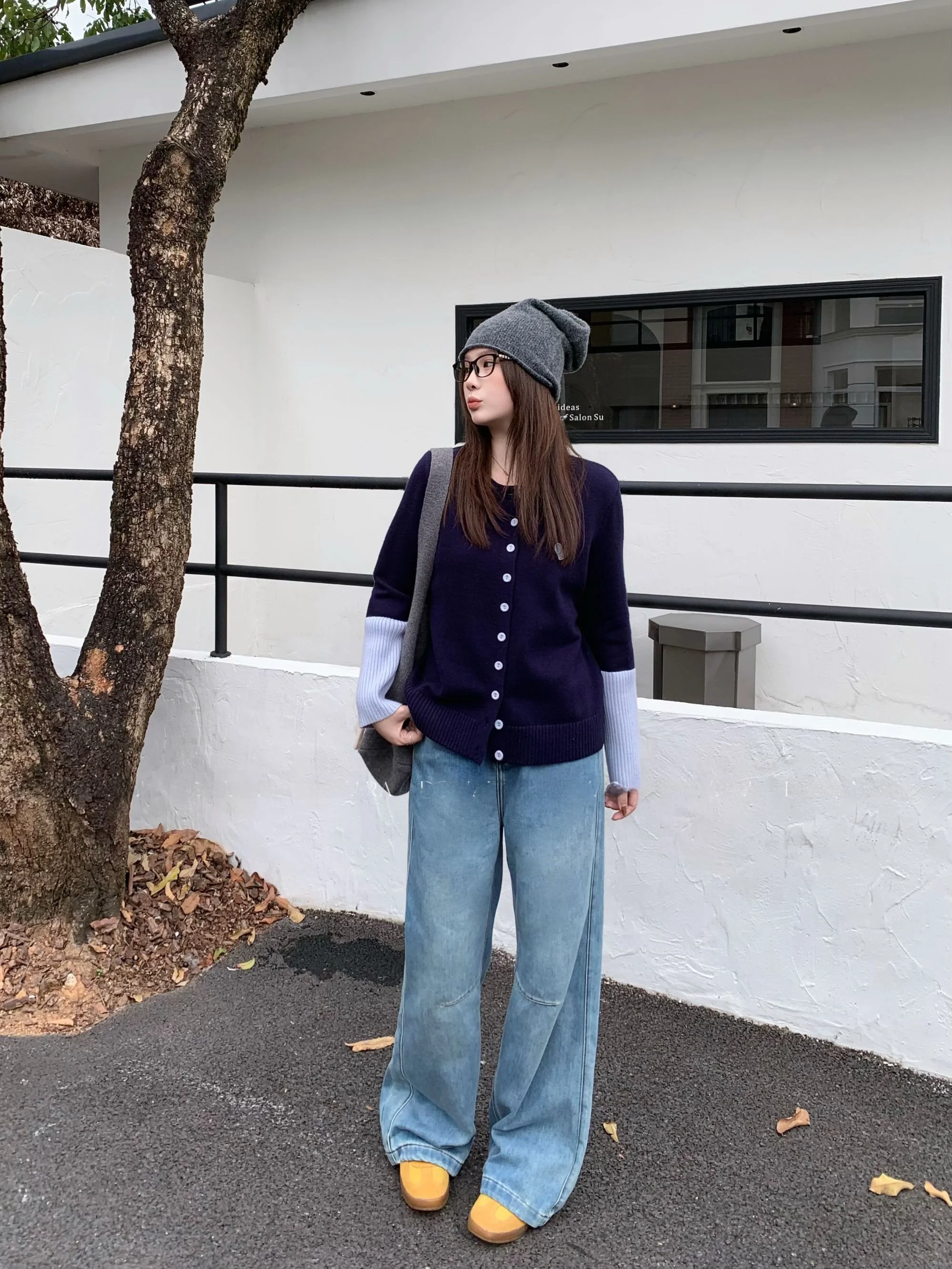 

plus Size Knitted Cardigan Women's Casual Sle Splicing Design Thiened Long Sve round Ne Warm Fce Ladies Sweater