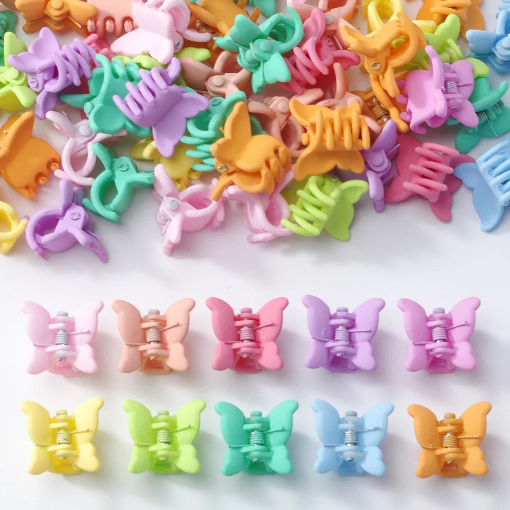 20 Stück Mini-Schmetterlings-Haarspangen, Macaron-Klauenklammern im Hyuna-Stil, süße Haarnadeln für Mädchen, geeignet für Pony und seitliches Haar – Detail 2