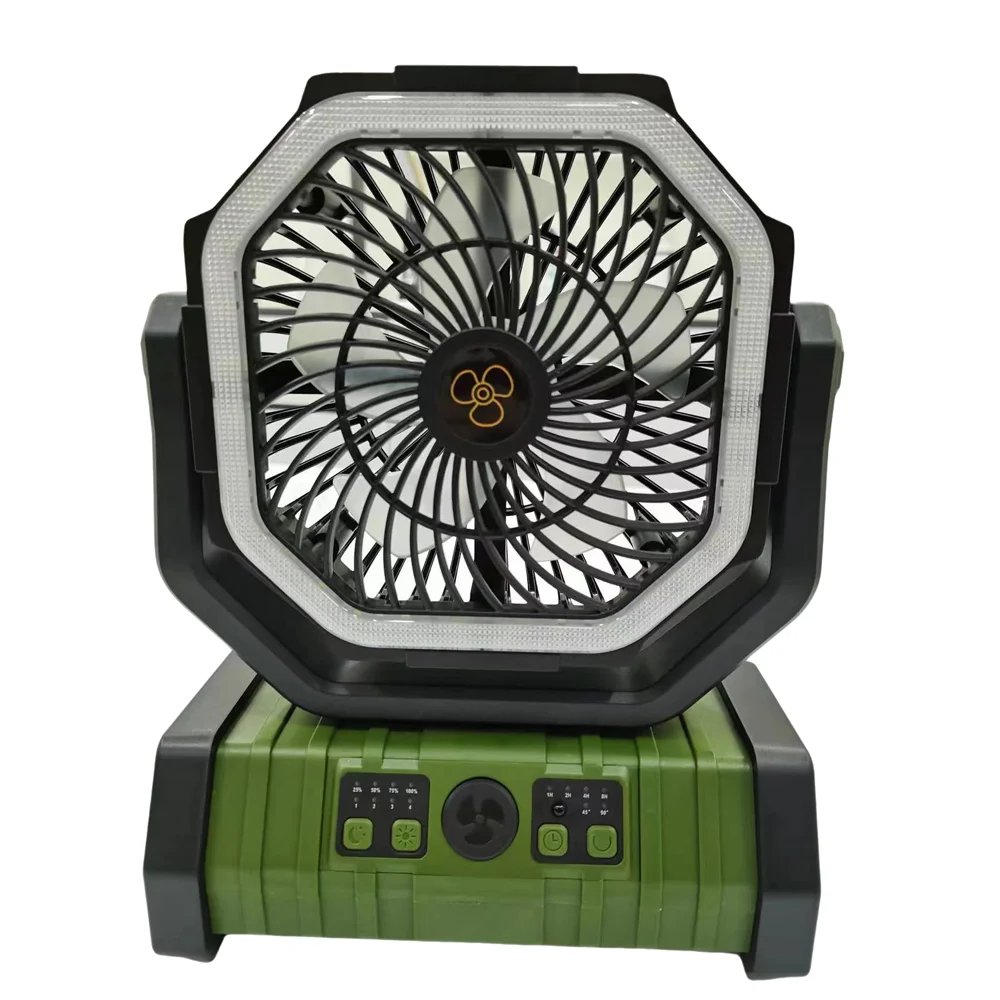 Ventilador de Mesa USB F6 con Luz, Portátil de 6 Pulgadas, 20000mAh, Ventilador Recargable para Exteriores, Camping y Piso