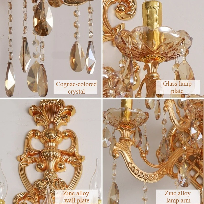 SANDYHA Nordic Retro Wall Light Crystal Wall Decor Lamp LED Lighting Fixture For Home Decoration In Villa Hotel Corridor Hallway