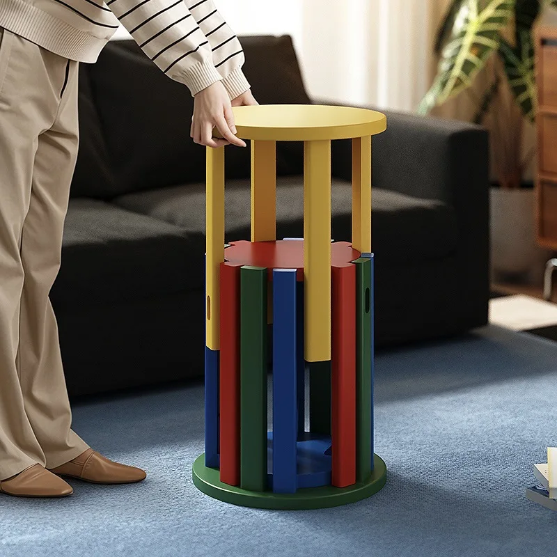 Colored stools can be stacked four-in-one household stacked stools storage stacked  wooden  living room dining table