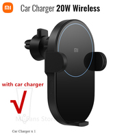 Original Xiaomi Mijia Wireless Car Charger 20W/30W Max Electric Auto Pinch 2.5D Glass Ring Lit For Mi 9 (20W) MIX 2S / 3 (10W)