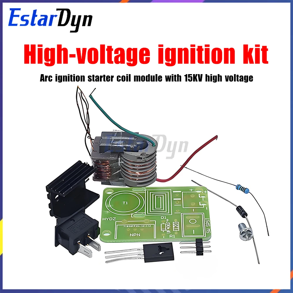 15KV مولد الجهد العالي قوس الإشعال وحدة لتقوم بها بنفسك عدة مع محول U-Core 18650 بطارية دفعة خطوة حتى 3.7 فولت إلى 15KV