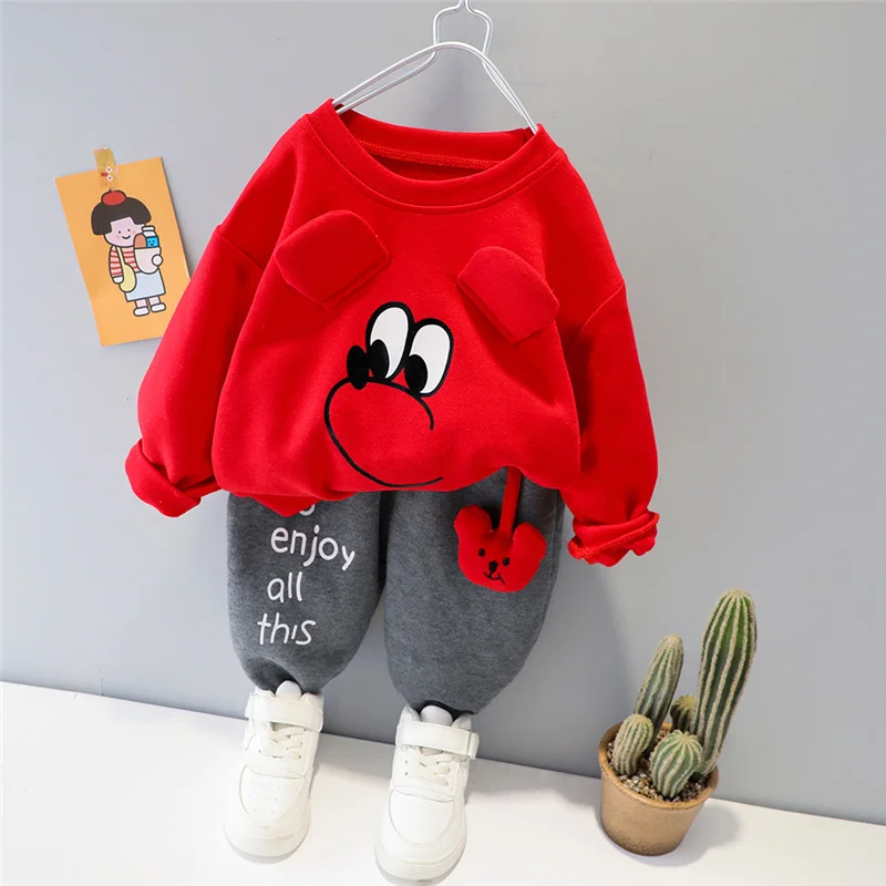 2023 New Clothing Set Sweater+Pants 2Pcs For Girls Boys Outfit Cotton Warm Costume Winter Children Clothes Suit 1-4Y