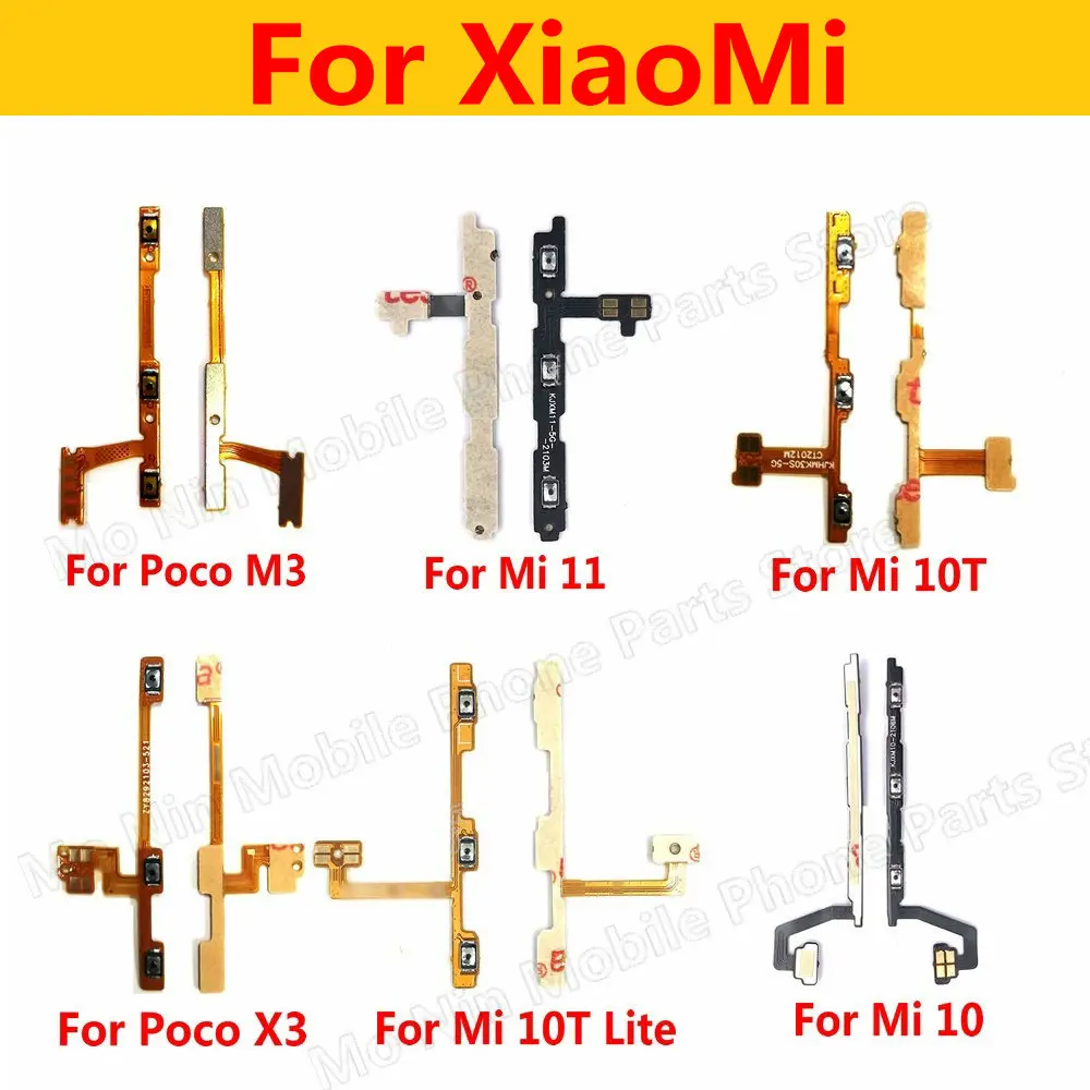 Power On Off Volume Side Button Key Flex Cable For Xiaomi Mi A1 A2 Lite A3 Mi 9 10 10T 11 Lite Pro Mi Note 10 Pro Poco F1 X3 M3