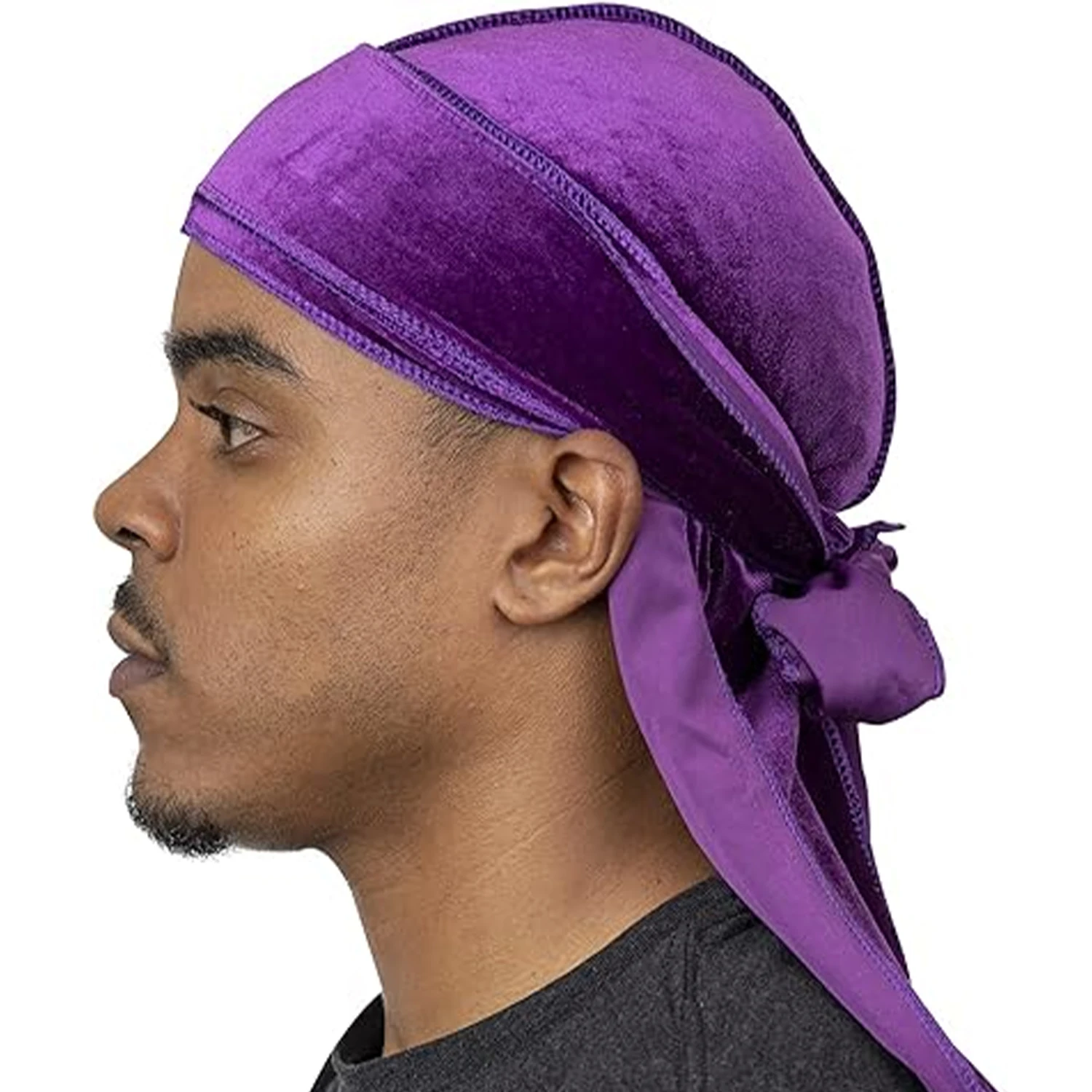 Men\'s Fashion Turbans Velvet Long Tail Braided Pirate Hat Casual Sports Outdoor Personalized Comfortable Elastic Headband