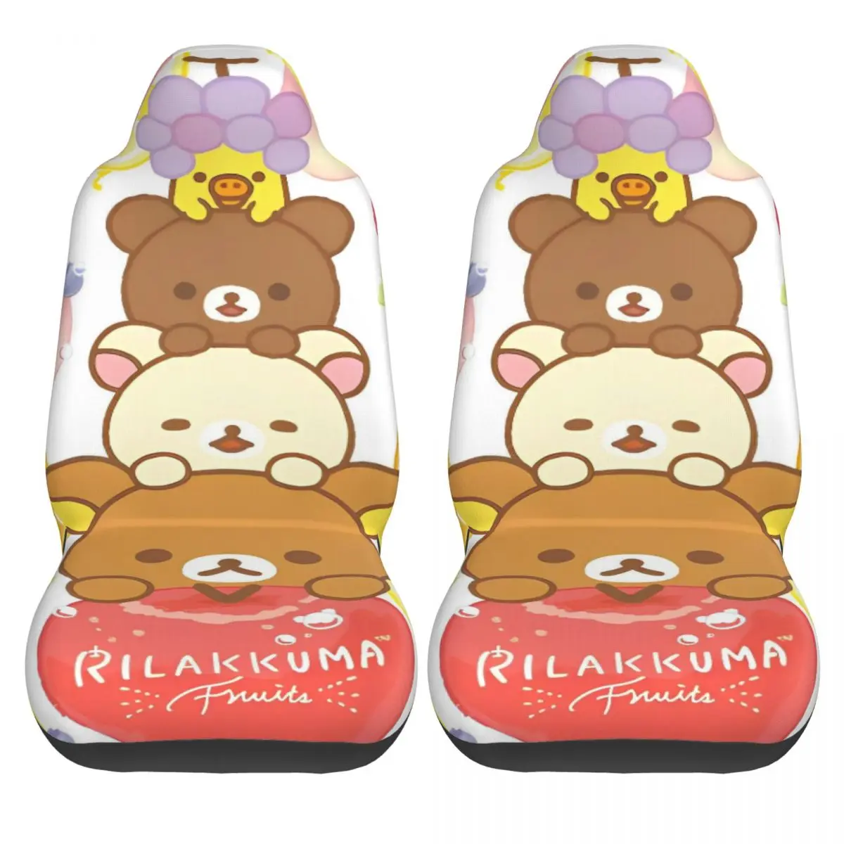 

Чехлы на автомобильные сиденья Rilakkuma, внутренние полиэстеровые чехлы на автомобильные сиденья, эластичные, 2 шт., красивый чехол