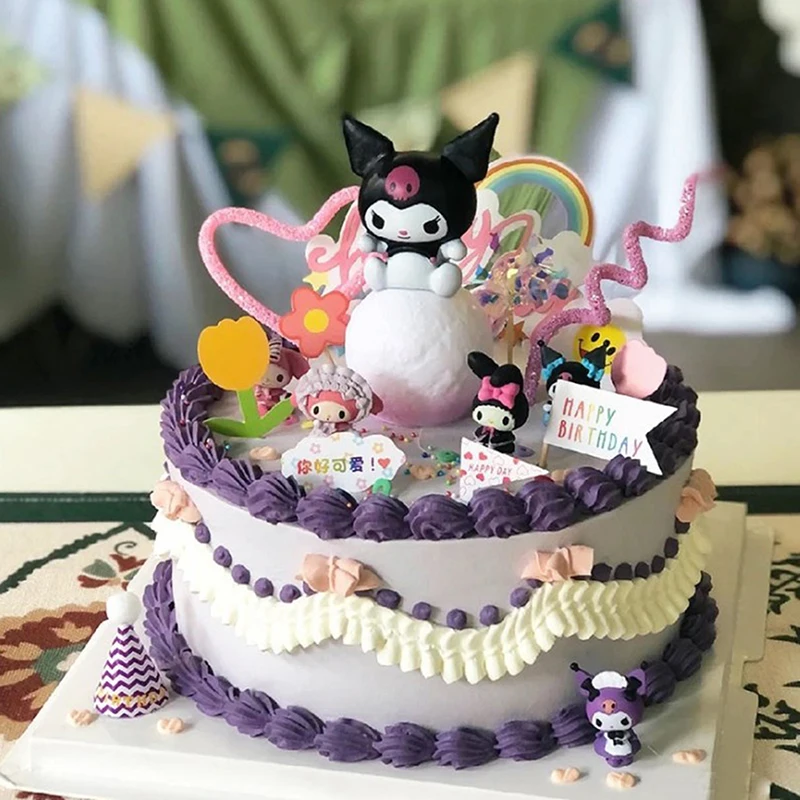 Cake Decoration Sanrio Kuromi Cinnamoroll Pachacco Model Anime Cartoon Birthday Cake Topper Children's Toy Gift