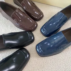 Autumn and Winter New High-end Leather Shoes Full Leather Topstitch Loafers Women