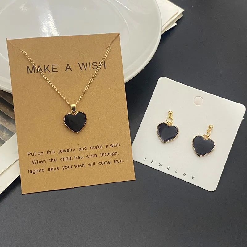 Jewelry Set for Girl Women Cute Romantic Love Heart Necklace Earrings Set Fashion Neck Jewelry Wholesale Dropshipping