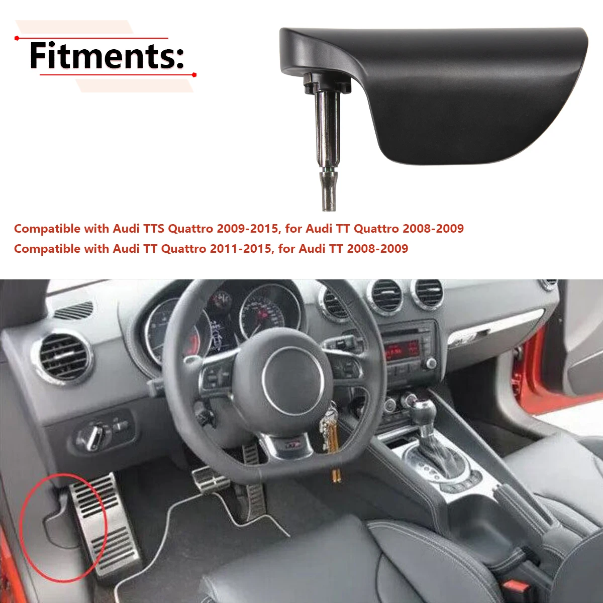 Left Driver Side Metal Hood Latch Release Handle Mounting Bracket For Audi TT TTRS 2007 2008 2009 2010 2011 2012-2014 8J1823533C