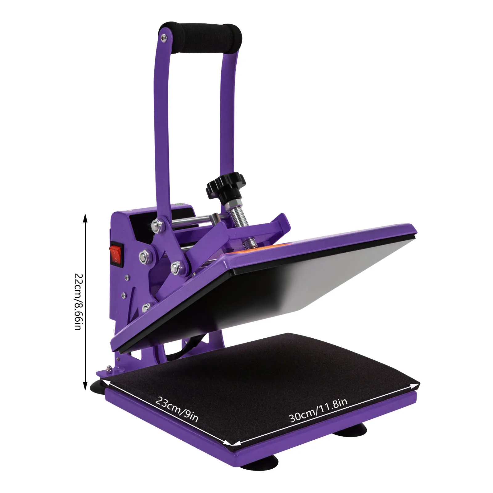 11.8*9 inch Heat Press Machine T Shirt LOGO Press Machine Heat Transfer Printing Machine for DIY T Shirts Purple US Plug 700W