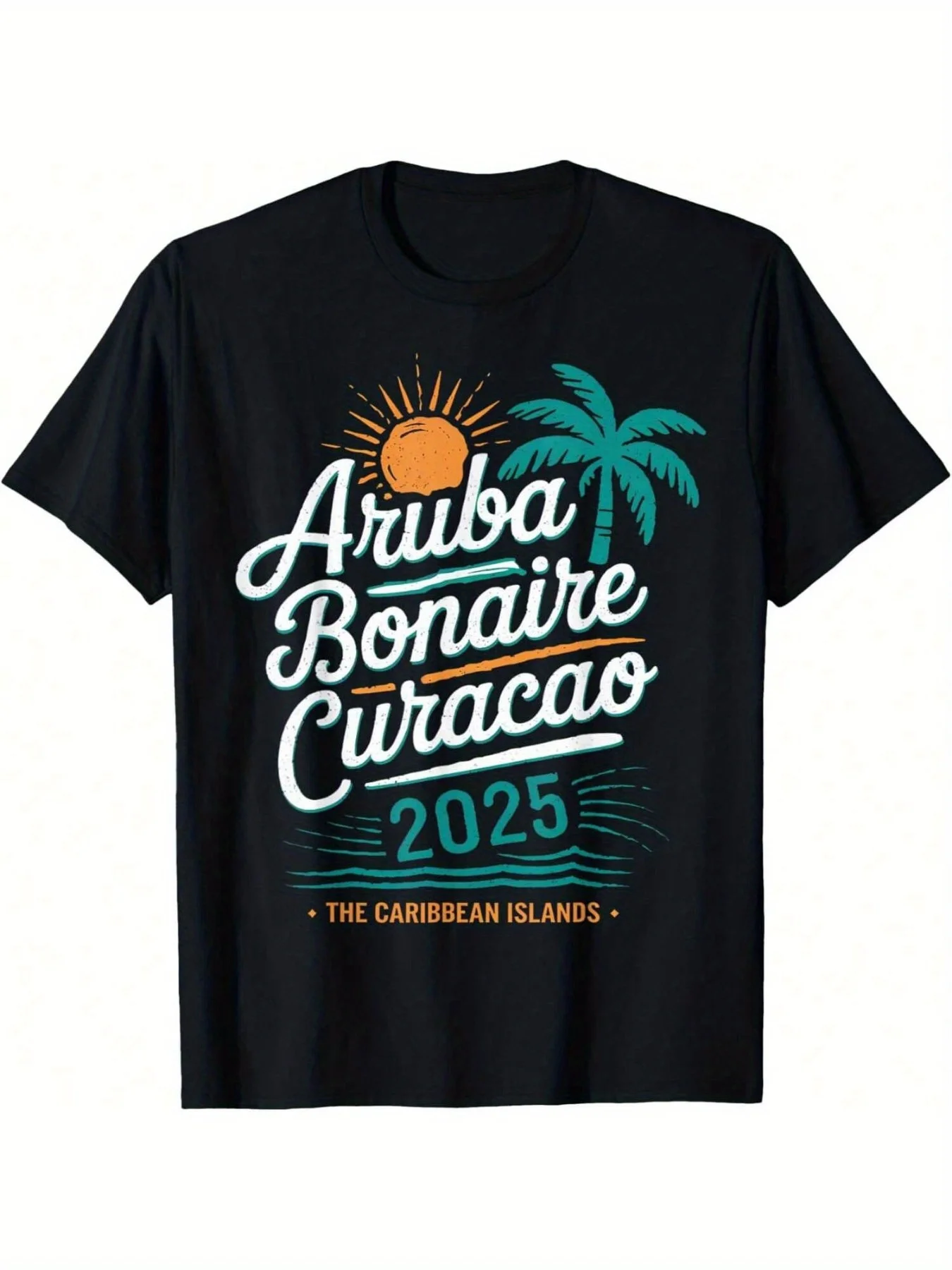 2025 ABC Islands Aruba Bonaire Curacao Cruise - T-shirt, Casual Crew Neck, Vibrant Print Design, Comfortable Fit, All-season Wea