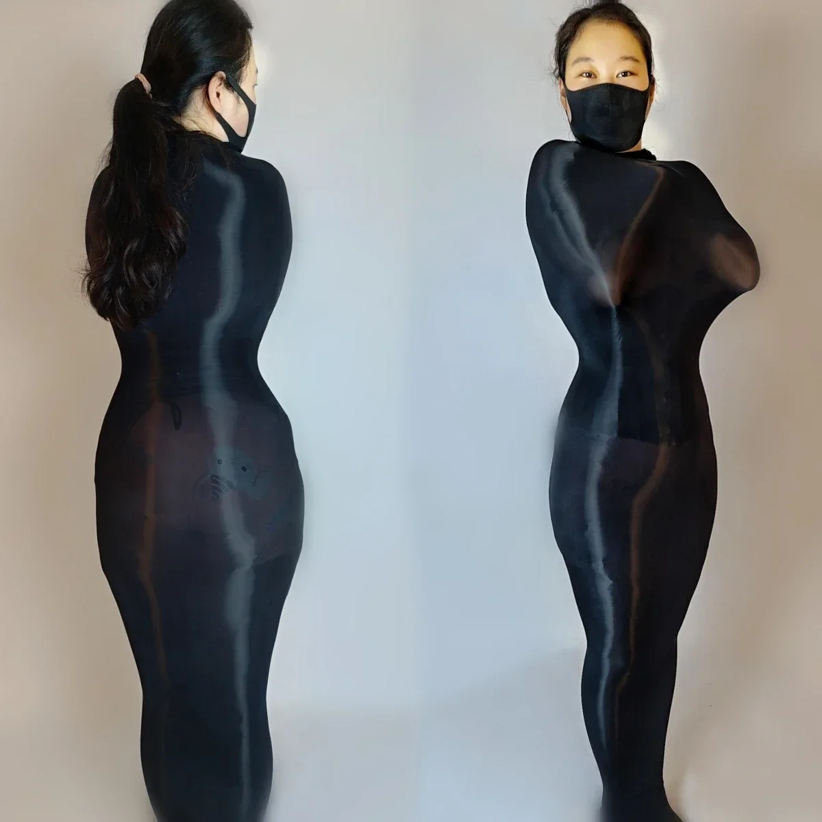 New Shiny Transparent Full Body Sheer Silk Bodysuit Women's Men's Fetish Zentai Suit Seamless Stockings One-piece All-inclusive