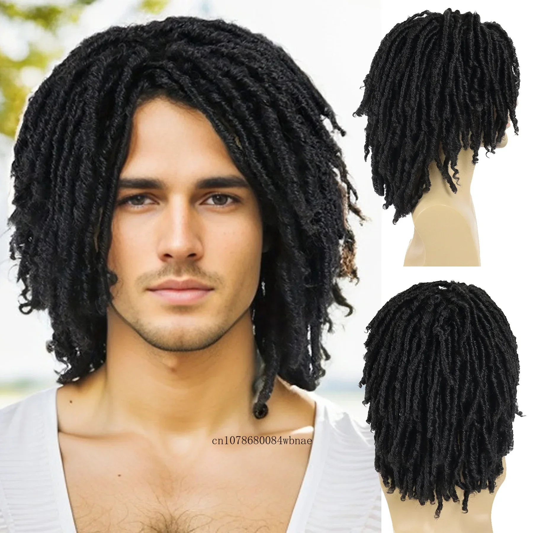 

Мужские короткие афро парики Синтетические волосы Парик с дредами Повседневный костюм Хэллоуин Поп-рокер Выпускной Черный плетеный парик Хип-хоп Парик Мужчины парни