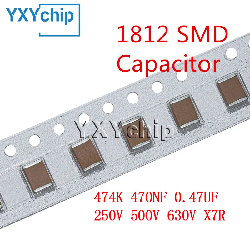 10pcs 1812 474K 470NF 0.47UF 250V 500V 630V X7R 10% 4532 SMD Chip Multilayer Ceramic Capacitor