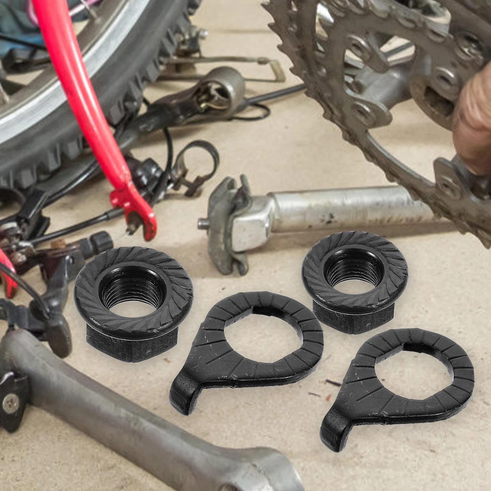 

1 set Bicycle Screw M10 Flange Nuts Axle Wheel Hanger Fixed Iron Bike Washers Protective Fastening