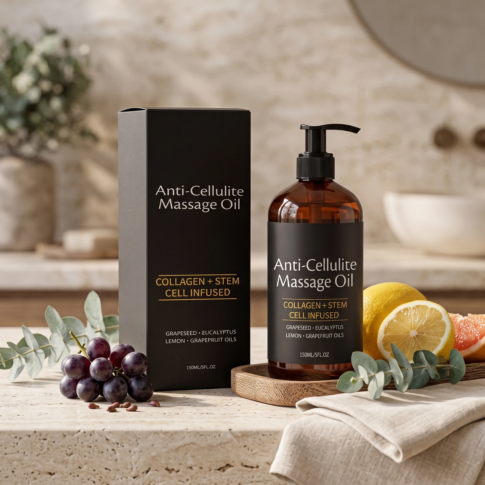 Collagen Anti-Cellulite Massage Oil Improve Sagging Belly Thigh Hip Skin Tighten Loose Skin Post Workout Muscle Relaxing Oil