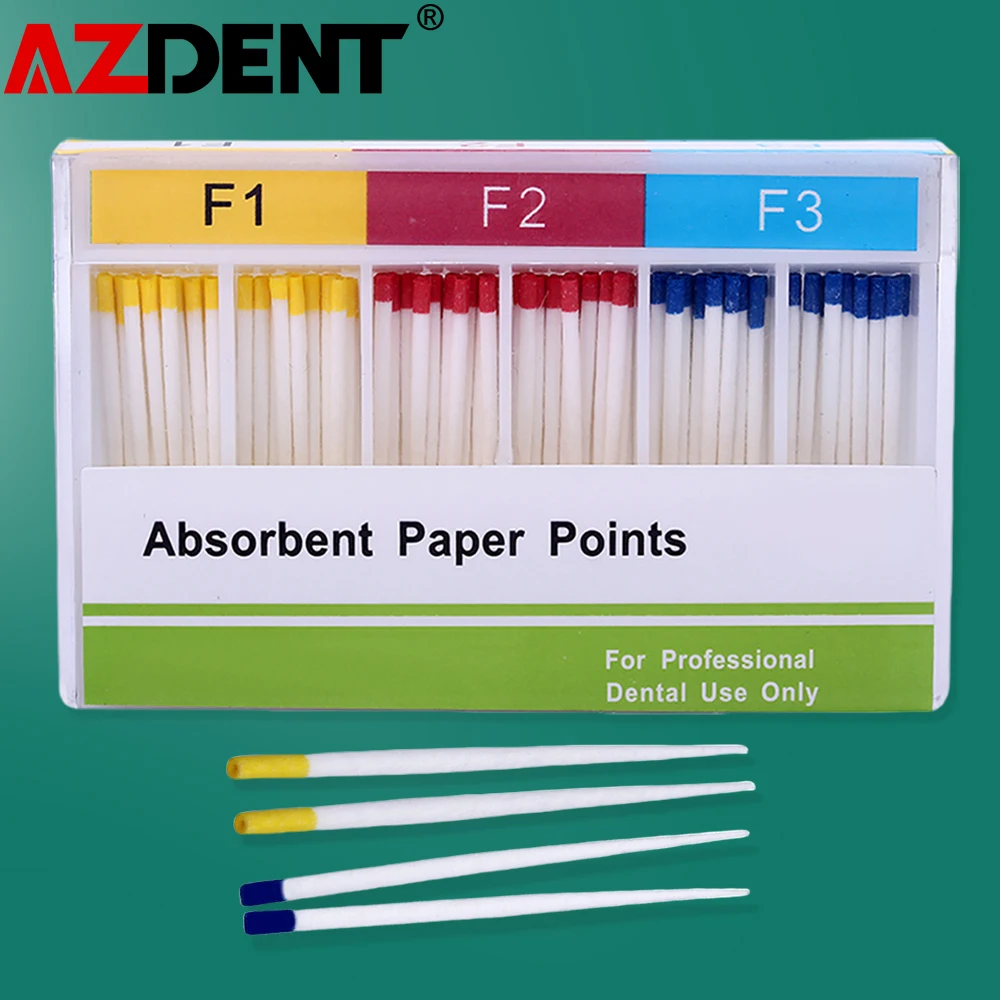 Azdent Absorbent Paper Points For Dental Use Absorbing Paper Tips Taper 0.02 0.04 0.06 F1 F2 F3 Root Endodontics Materials