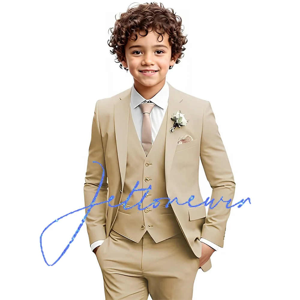 Boys Formal Suit 3 Piece Toddler Tuxedos for Wedding Slim Fit Kids Outfit Jacket Vest Pants for Teenage Boy School