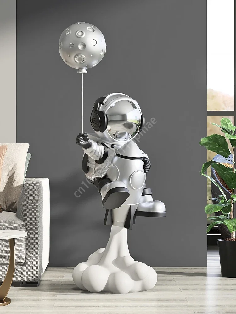 Lámpara de globo de astronauta de 95cm, escultura grande, decoración de pie, sala de estar, mueble de TV, decoración del hogar, estatua de inauguración de la casa