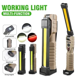 Portable Fold LED Flashlight Strong Magnet COB Working Light Type C Rechargeable Emergency Floodlight Outdoor Camping Lantern