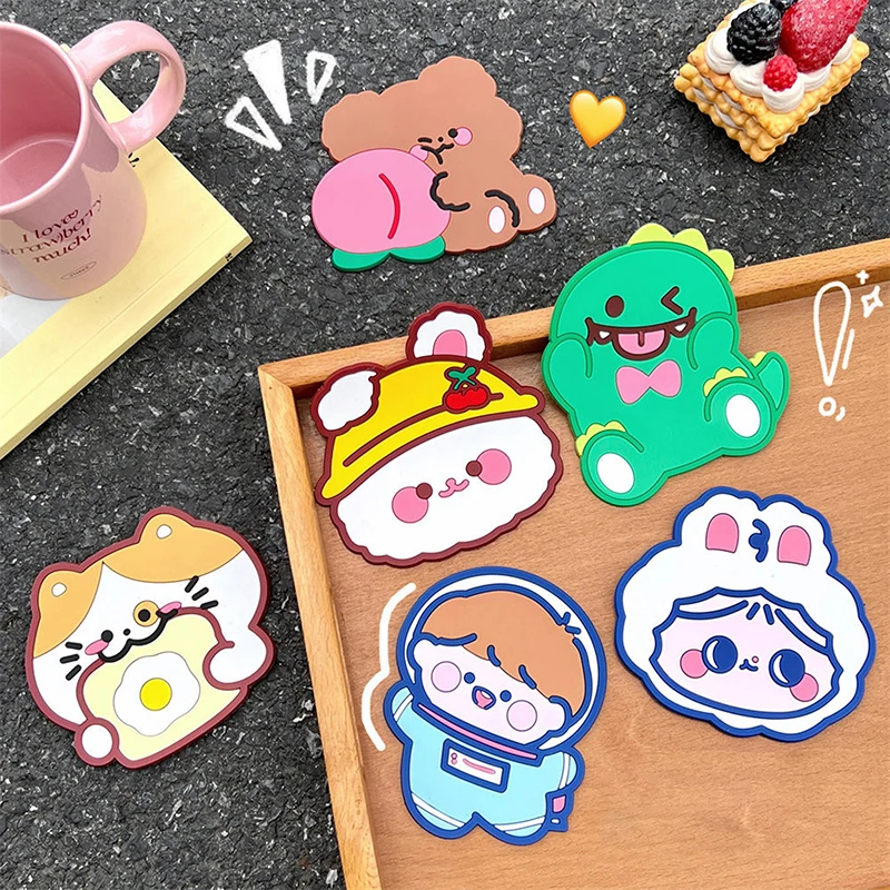 Cartoon Non-slip Silicone Coaster Cup Holder Mat Coffee Tea Hot Drink Cup Mat Coasters Insulated Pad Placemat For Kitchen