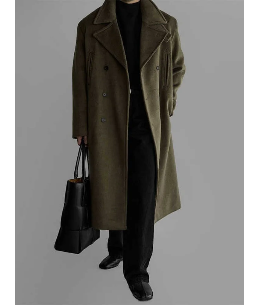 

Autumn and winter thickened mid-length casual party double-breasted trench coat jacket.Performance outfit.trajes para hombre