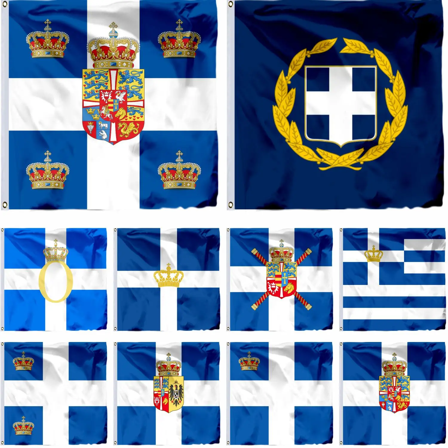 

Greece Royal Kingdom Flag 4x4FT Crown Prince and Queen Sophia 120x120cm GR Minister of Navy Presidential Banner