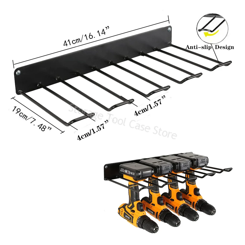 Wall Mount Electric Drill Holder Single Layer Power Tool Organizer Garage Tool Cabinet Workshop Wrench Screwdriver Storage Shelf