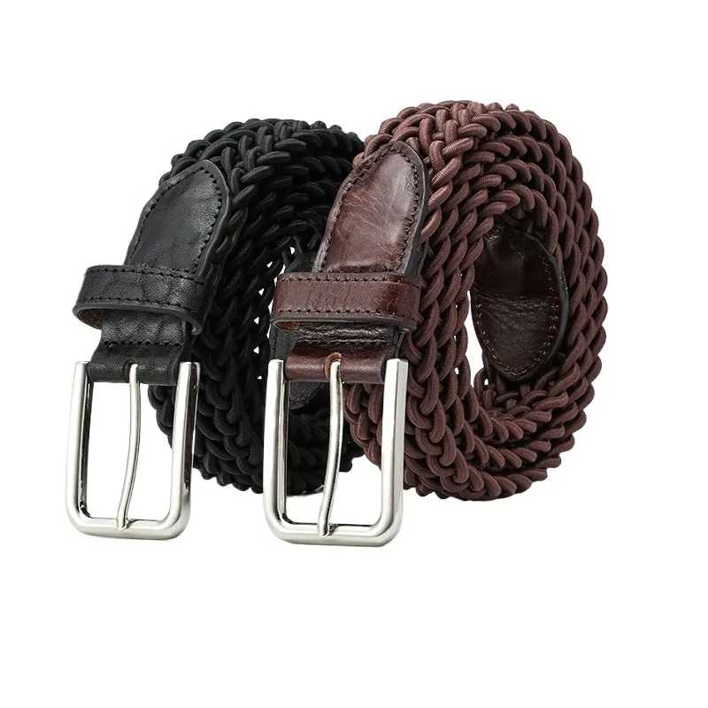 Golf Men's Belt Handwoven Elastic Belt Comfortable and Breathable Leisure Sports Leather Belt