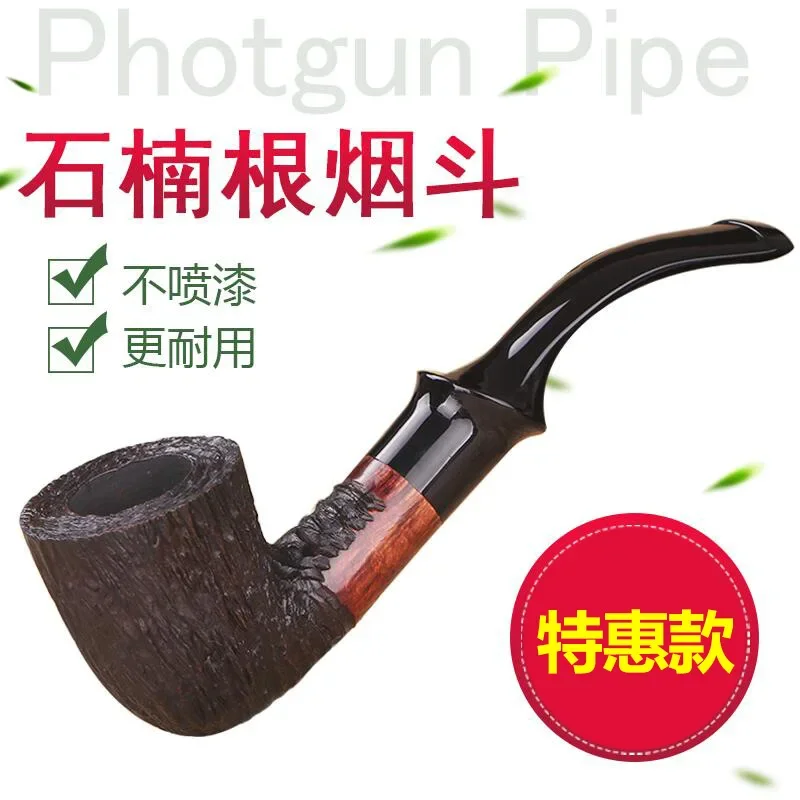 Pipa in Legno di Erica per Tabacco da Taglio Manuale, Pipa in Legno Massello con Filtro da 9mm, Set per Sigarette da Uomo