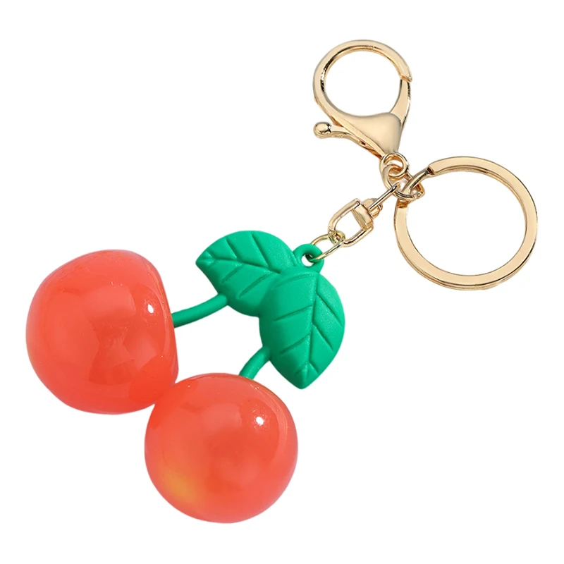 Sweet Large Cherry Keychains Cute Simulated Fruit Pendant Keyring For Women Girls Exquisite Backpack Decoration Accessories Gift