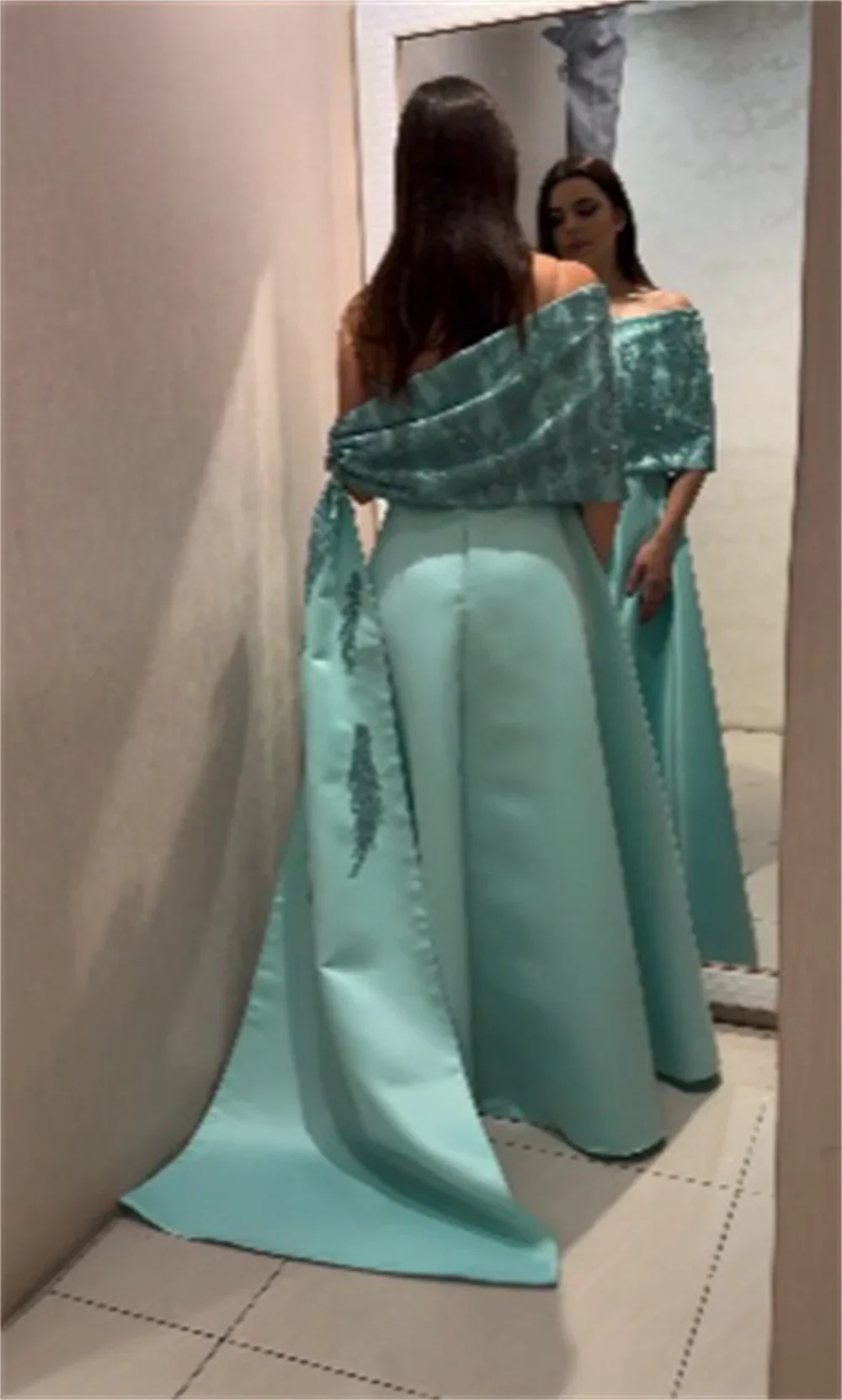 Customized Evening Dress Formal Dearin Off-the-shoulder A-line Floor Length Skirts Sequin Draped Bead Bespoke Occasion Dresses S