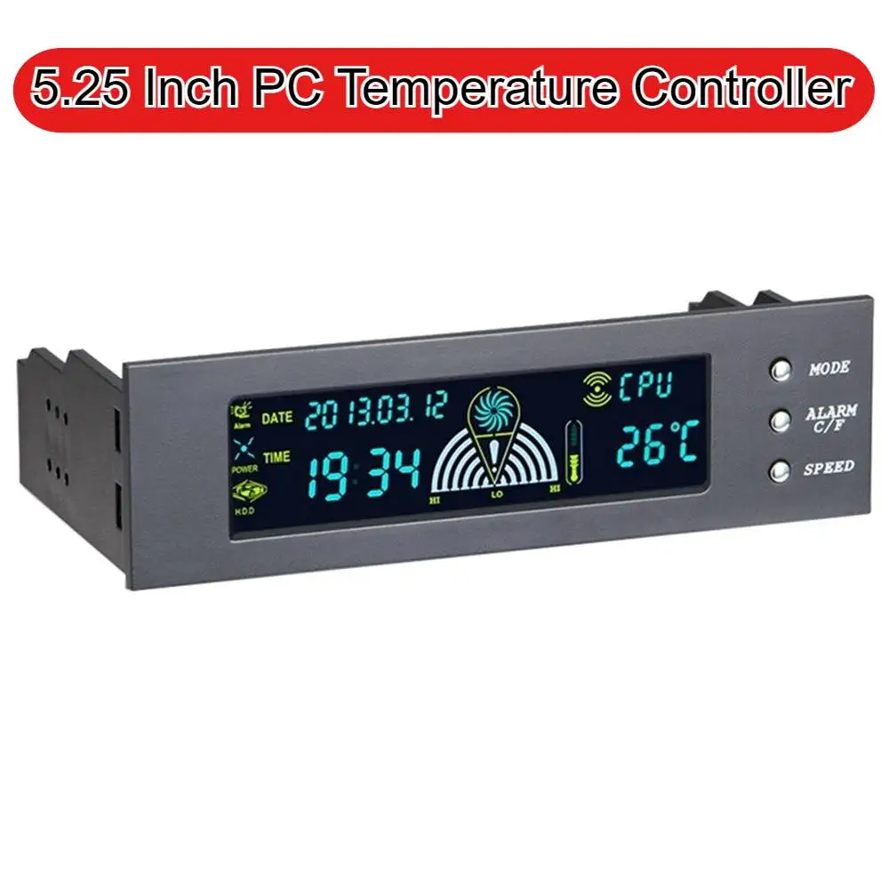 5.25 PC Front Panel Fan Controller LCD Display Screen Board12V PC 3 Fan Speed Controll Temperature Sensor 5 25 Inch Digital Play