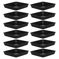 12pcs Square Flower Pot Bottom Mats Black 120 Plant Trays Saucers Gardening Water Trays Bonsai Plates Flowerpot