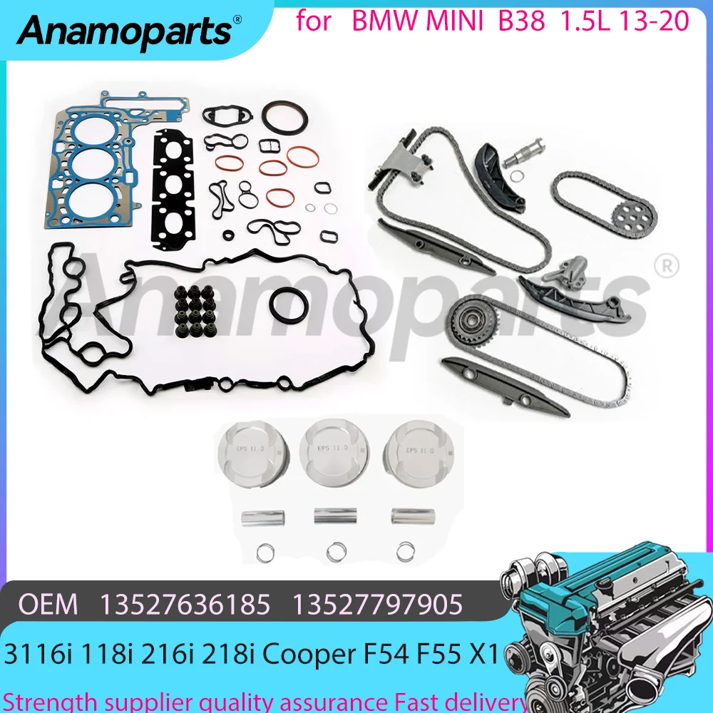 B38 B15A Engine Cylinder Head Gasket Set Timing chain kit For 1.5L 13-20 BMW 3116i 118i 216i 218i MINI Cooper F54 F55 F56 X1 X2