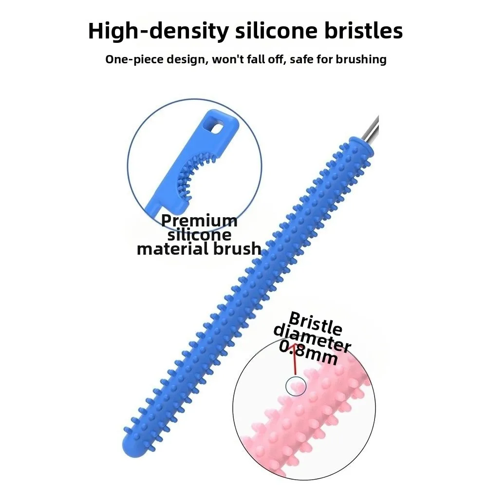 26cm Extended Version Silicone Straw Brush Dual-head Design Bendable Extra Long Brush Straw Cleaning Brush Pacifier