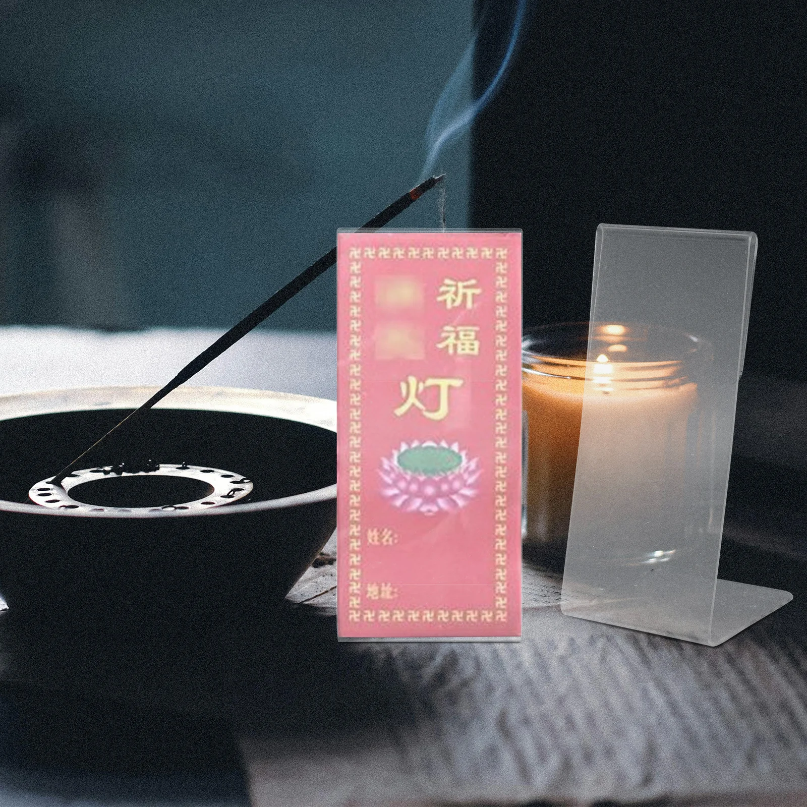 

3Pcs Desktop Sign Rack Acrylic Document Holder Slanted Wishing Paper Stand Home Religious Ceremony Decor Desktop Sign Rack