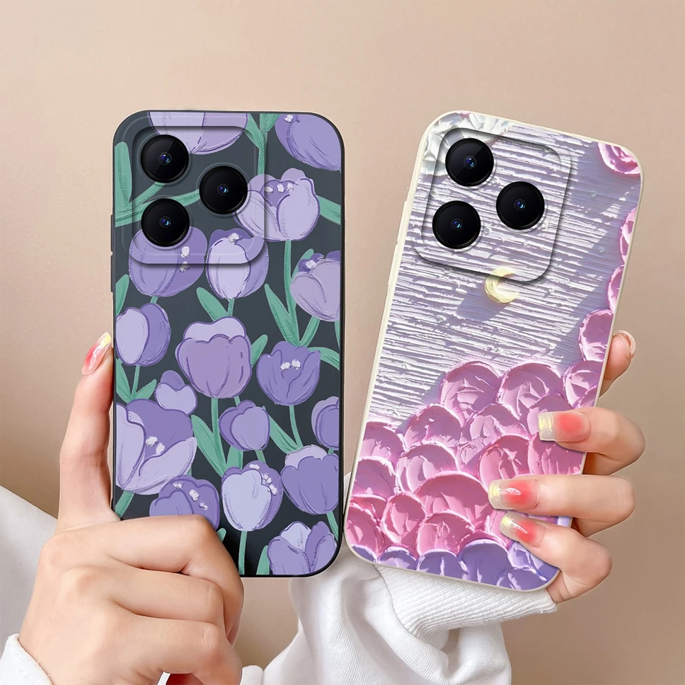 Phone Case For OPPO Realme C61 C63 Lovely Cartoon Panda Pattern Soft Liquid Silicone Shockproof Protective Back Cover Funda Capa