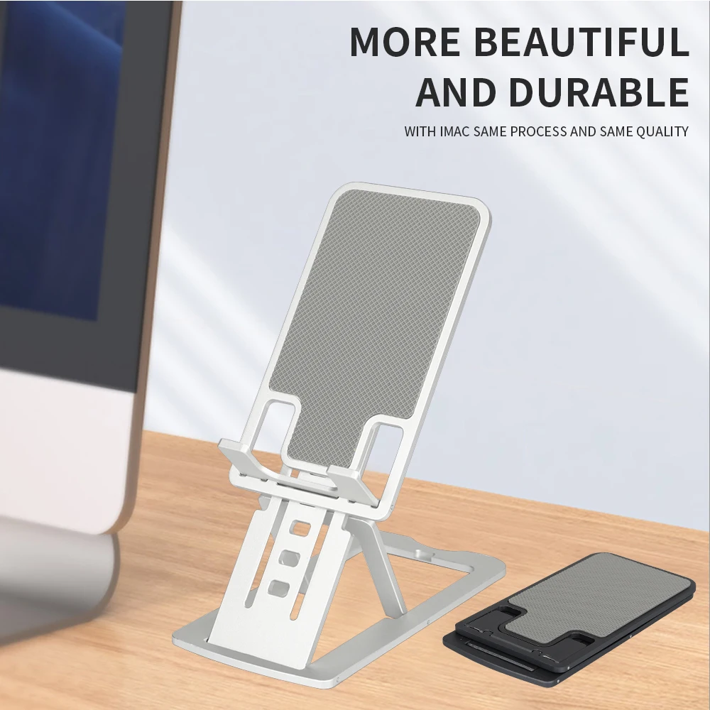 Ultra-thin desktop metal phone stand Live flat foldable aluminum alloy non-slip stand compact, lightweight and durable