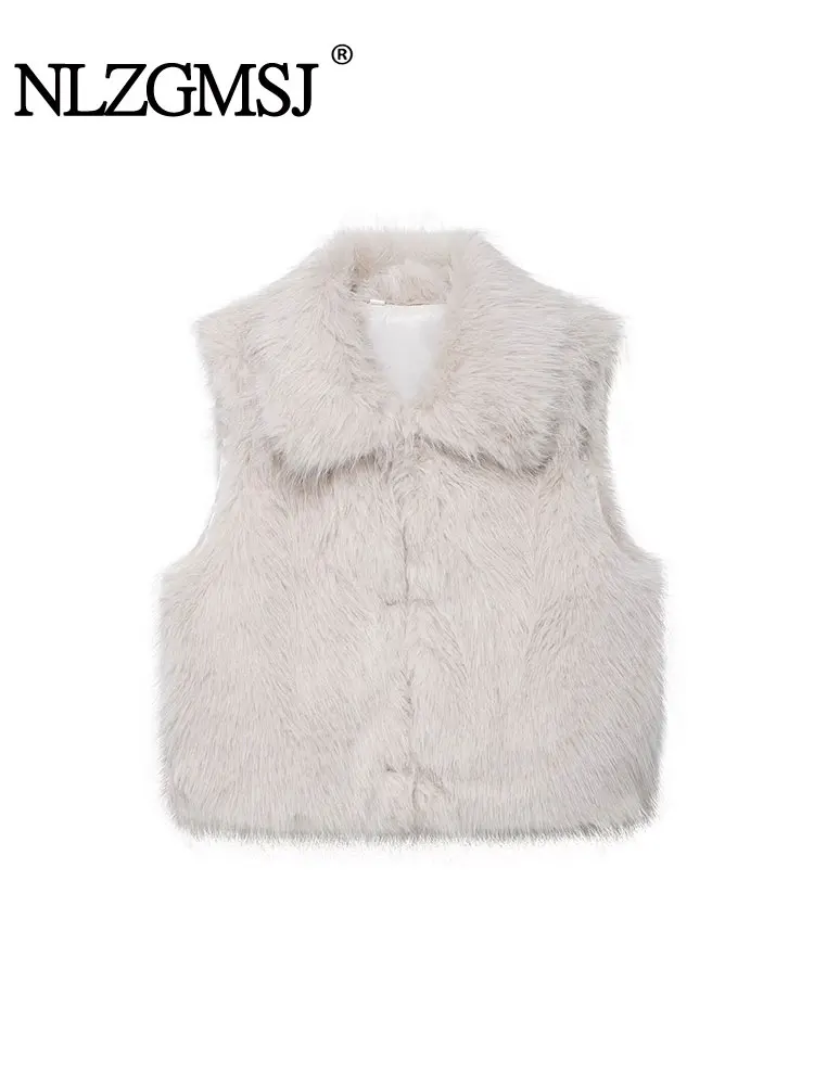

NLZGMSJ жилеты из искусственного меха для женщин, новые модные пушистые куртки без рукавов, женский жилет, свободная уличная одежда, топы Waiscoat
